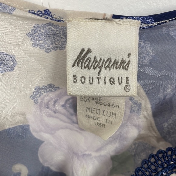 Maryann's 2 piece gown women vintage size medium floral satin 2 pockets belt - Picture 13 of 13